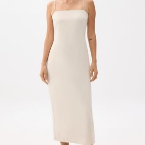 Straight Neck Slip Midi Dress