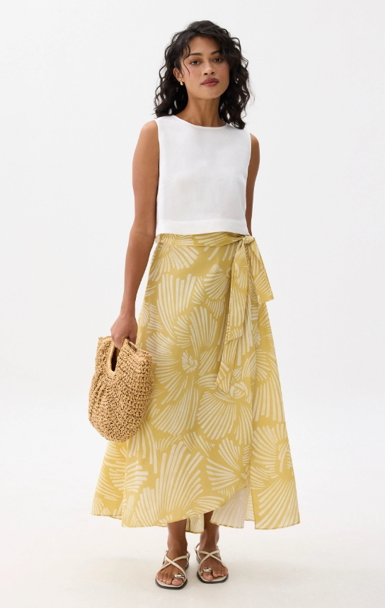 High Waist A-line Wrap Skirt